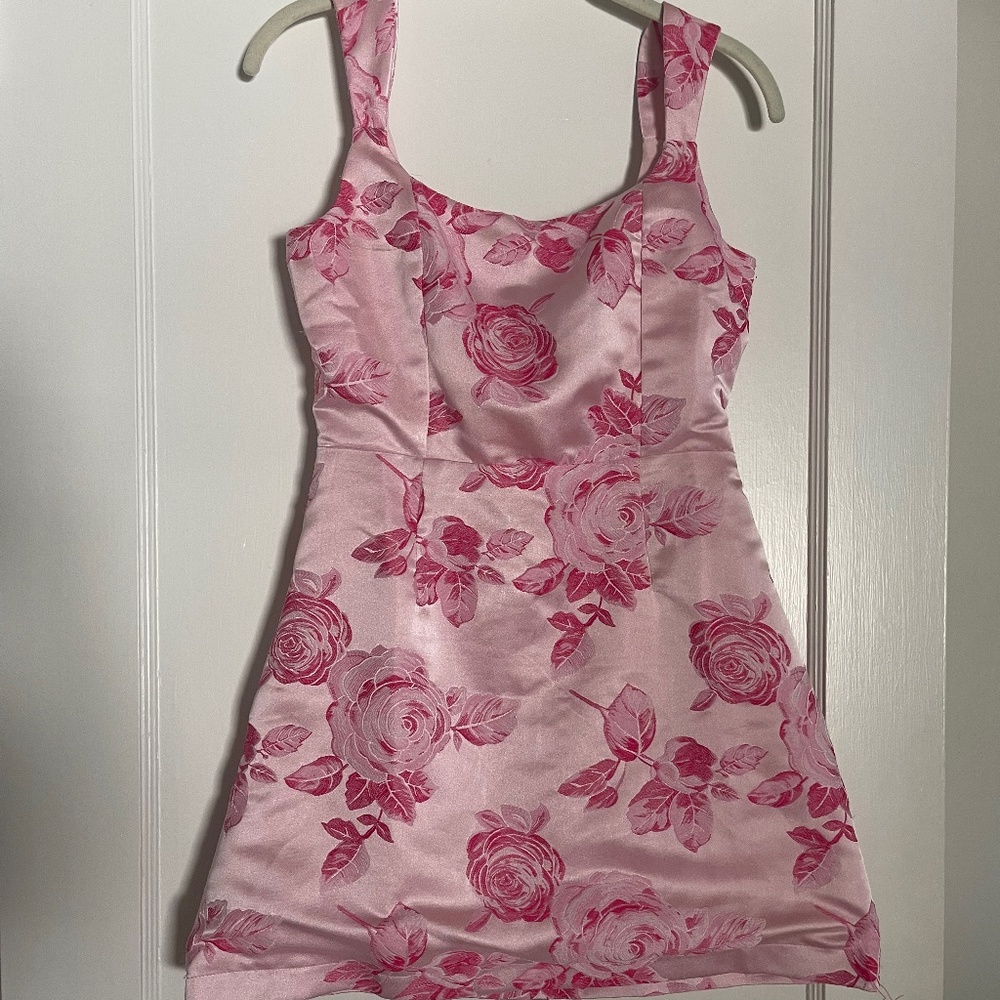 Pink floral mini dress